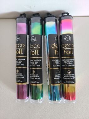 Deco Foil Multicolor Transfer Sheets Lot of 4 Watercolors and Rainbow Icraft
